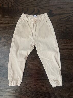 NWOT ZARA Neutral Beige Drawstring Jogger Pants size 3-4